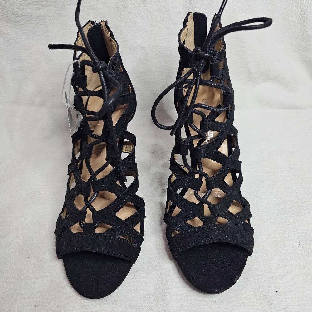 Christian Siriano Black Lace-Up Heels